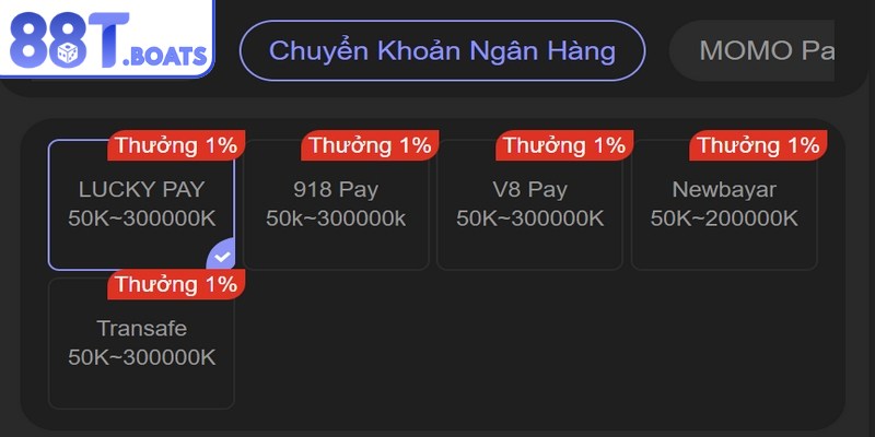 Nạp tiền 88T bằng phương thức chuyển khoản ngân hàng